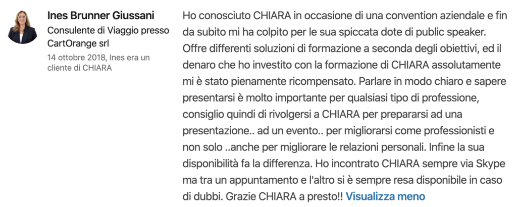 Chiara Alzati Consulenza Privata di Public Speaking